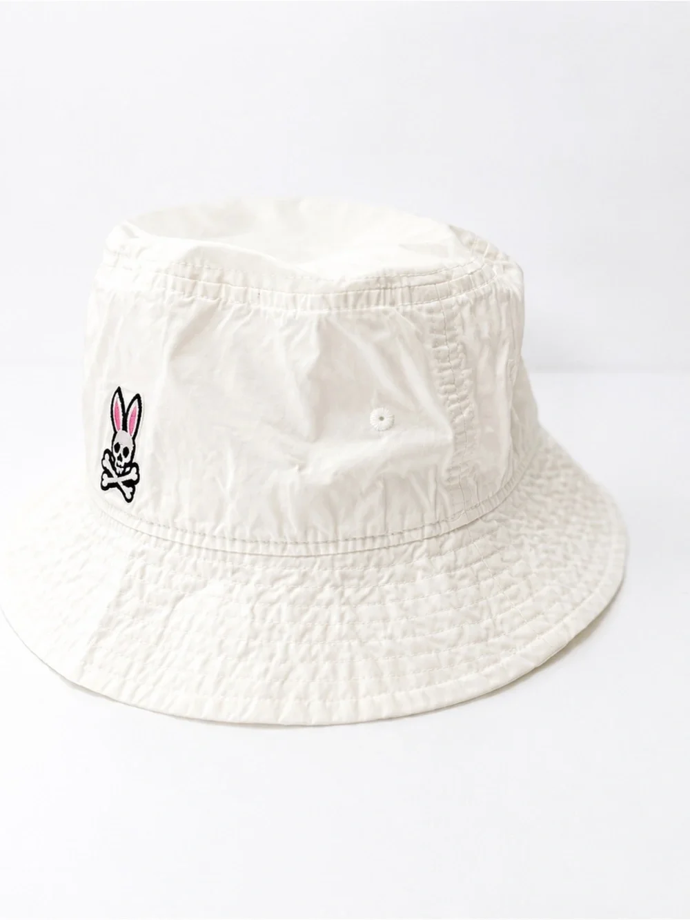 Psycho Bunny White Bucket Hat with Pink & Black Bunny Logo